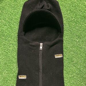 Black Zipper Ski Mask With Cap